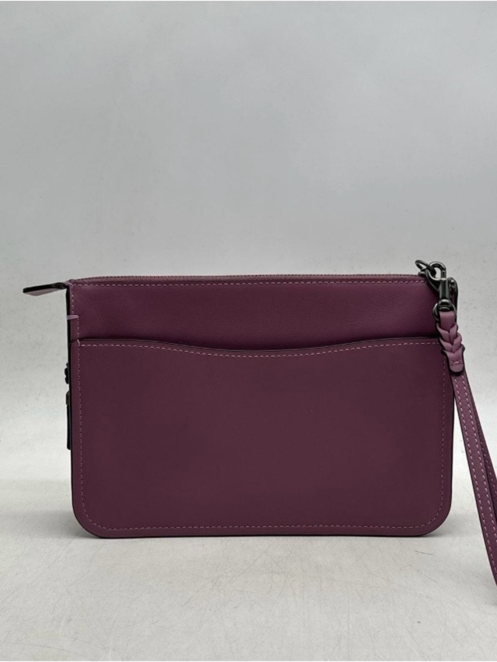Coach Berry Plum Glovetanned Leather 1941 Wristlet Clutch Gunmetal Hardware